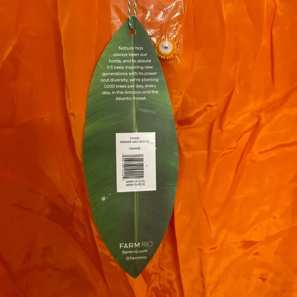 NWT Farm Rio Orange Lace Blouse – Size Large - Picture 3 of 4